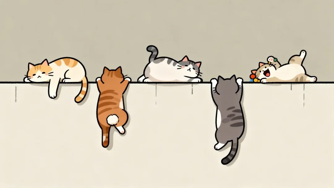Cats hanging on a wall sample image